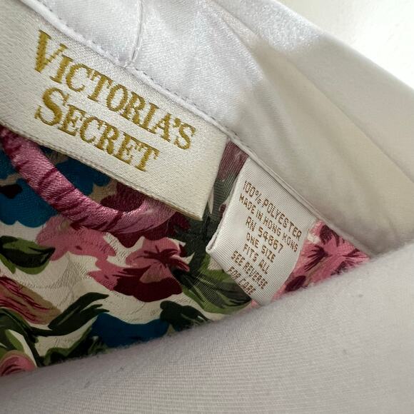VTG Victoria's Secret Robe OS Gold Label Floral Satin Jacquard Belted Cottage - Picture 5 of 9